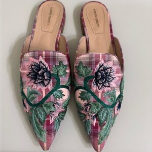 Alberta Ferretti size: US 9/Europe 40Pink and Green Embroidered Mia Mules
